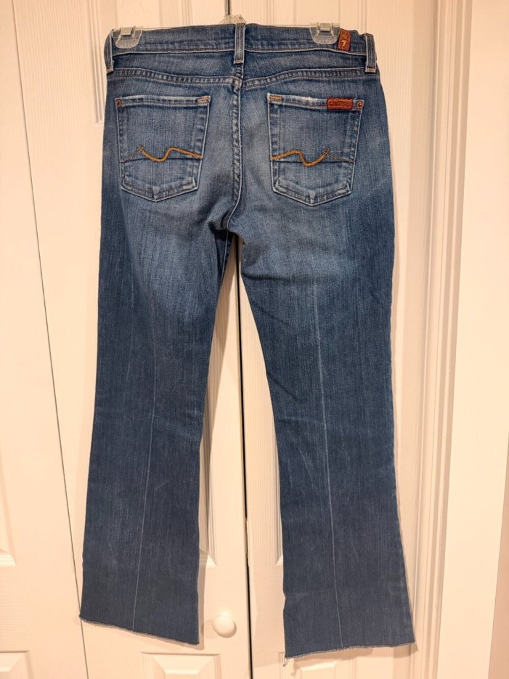 7 SEVEN FOR ALL MANKIND Bootcut Raw Hem Jeans Y2K Women's Size 26